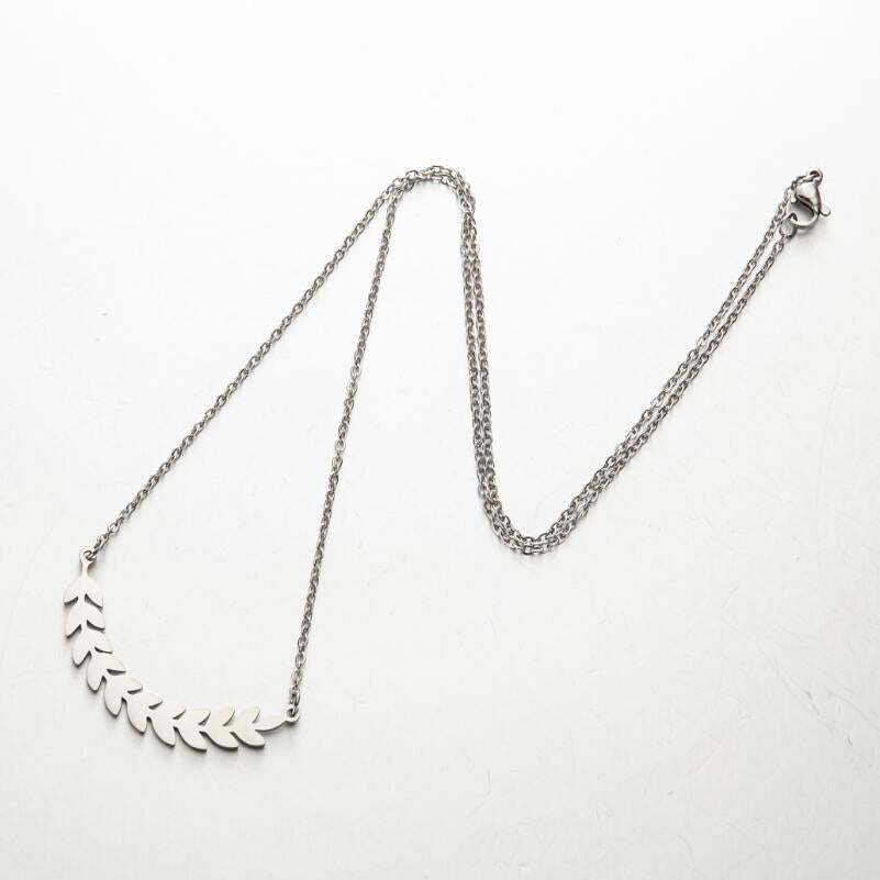 Women's Stainless Steel Wheat Light Luxury Leaf Clavicle Jewelry Accessories