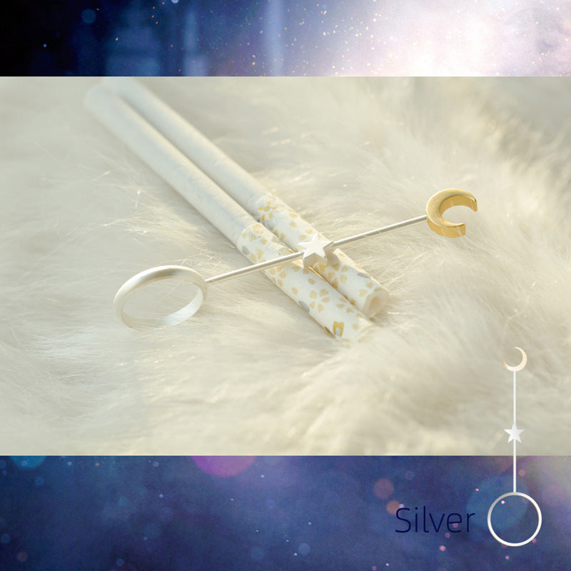 Creative Smoking Sweet Dream Two-color Electroplating Star Moon Truncheon Brass Ring