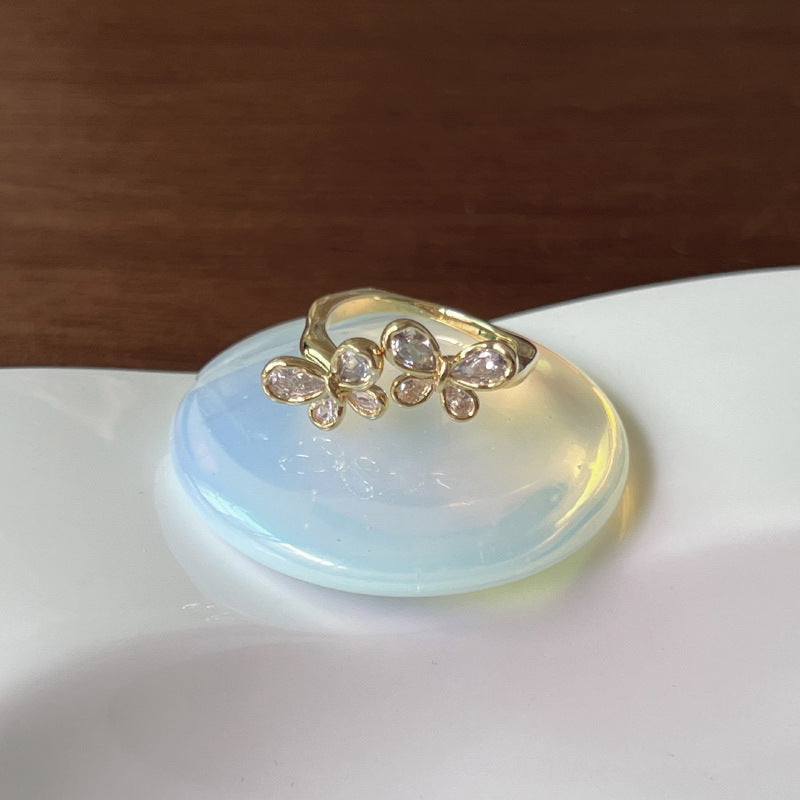 Glaze Enamel Butterfly Female Purple Special Interest Light Rings