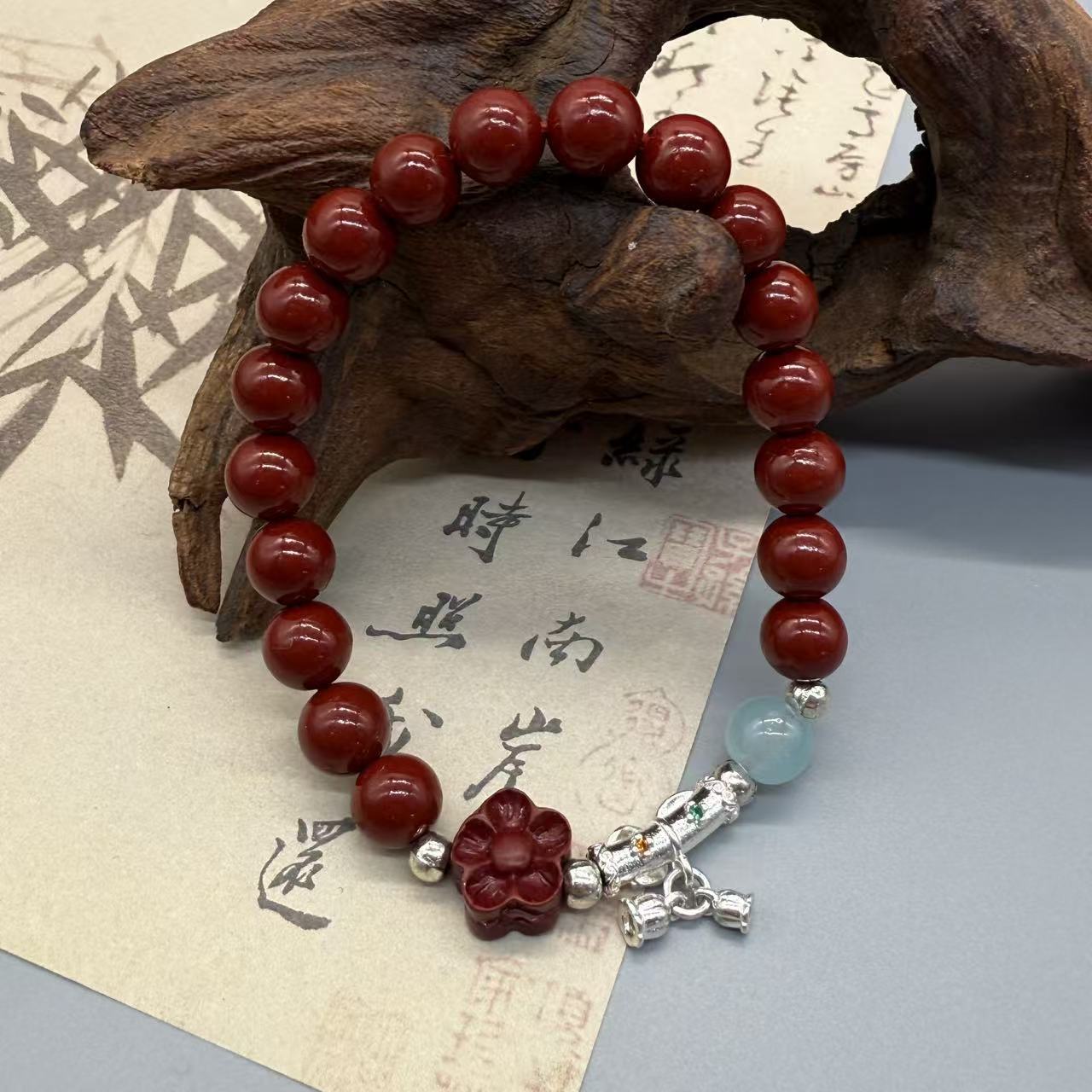 Women's & Men's Cinnabar Purple Gold Sand Single Circle Simple Buddha Beads Light Bracelet