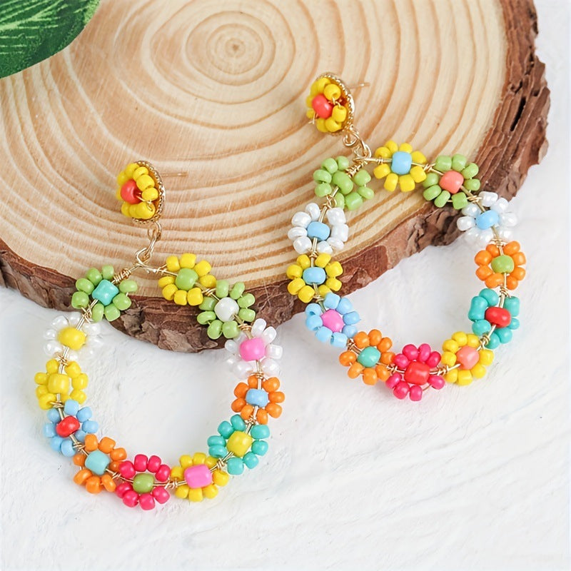 Geometric Bohemian Summer Flower Color Dopamine Earrings