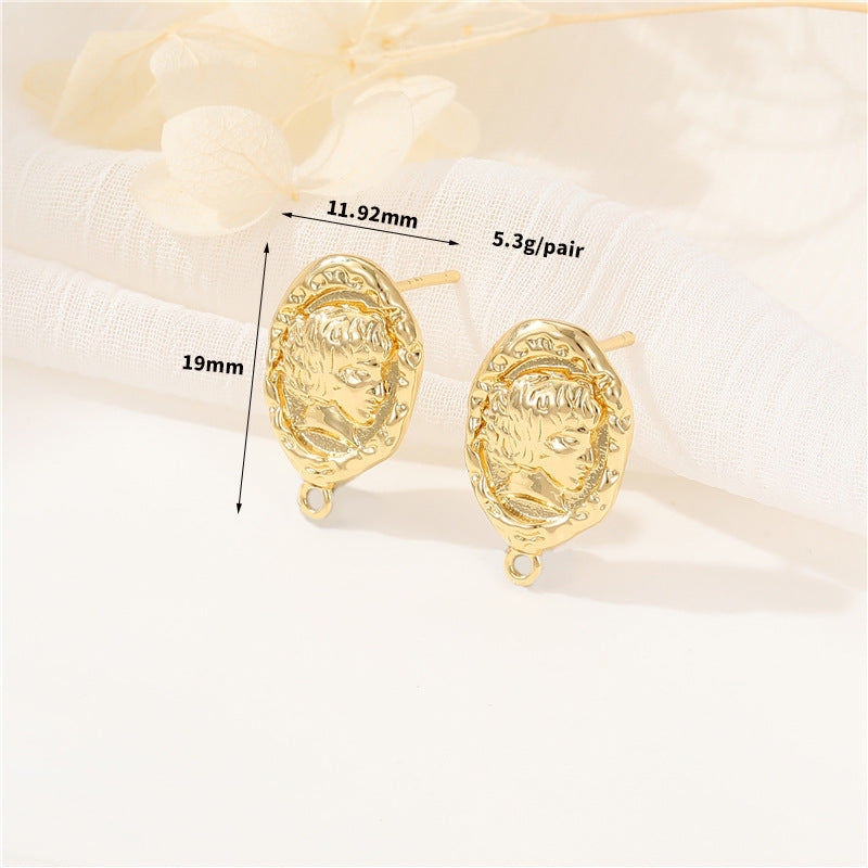 Women's Vintage Crumpled Head Portrait High-grade Temperament With Stud Earrings