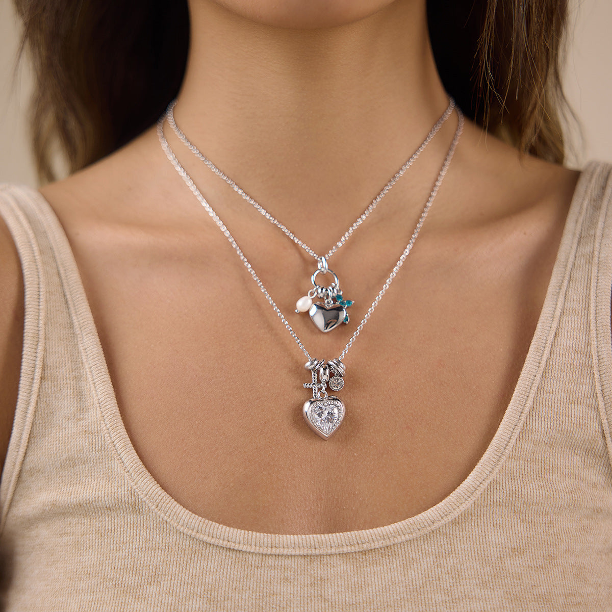 Heart-shaped Zircon Titanium Steel Female Light Luxury Minority Necklaces