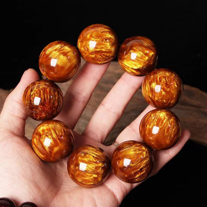 Gold Silk Sea Willow Buddha Beads National Bracelets