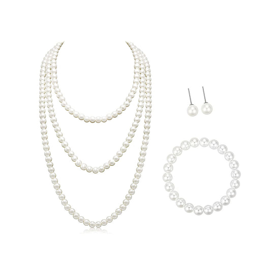 Fashion Imitation Pearl Sweater Chain Ear Necklaces