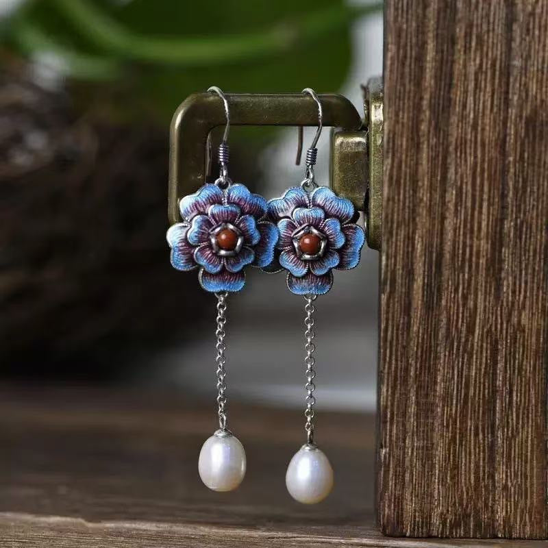 National Style Sweet Flower Entry Lux Elegant Tassel Ear Hook