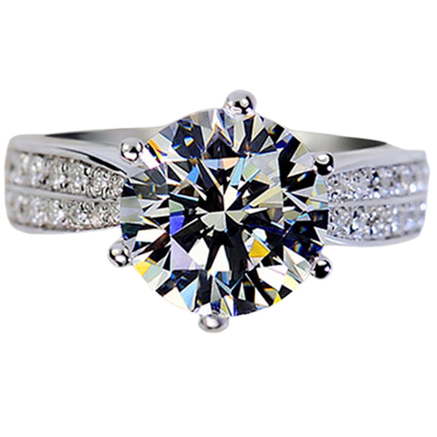 Women's Classic Carat White Gold Plated Diamond Rings