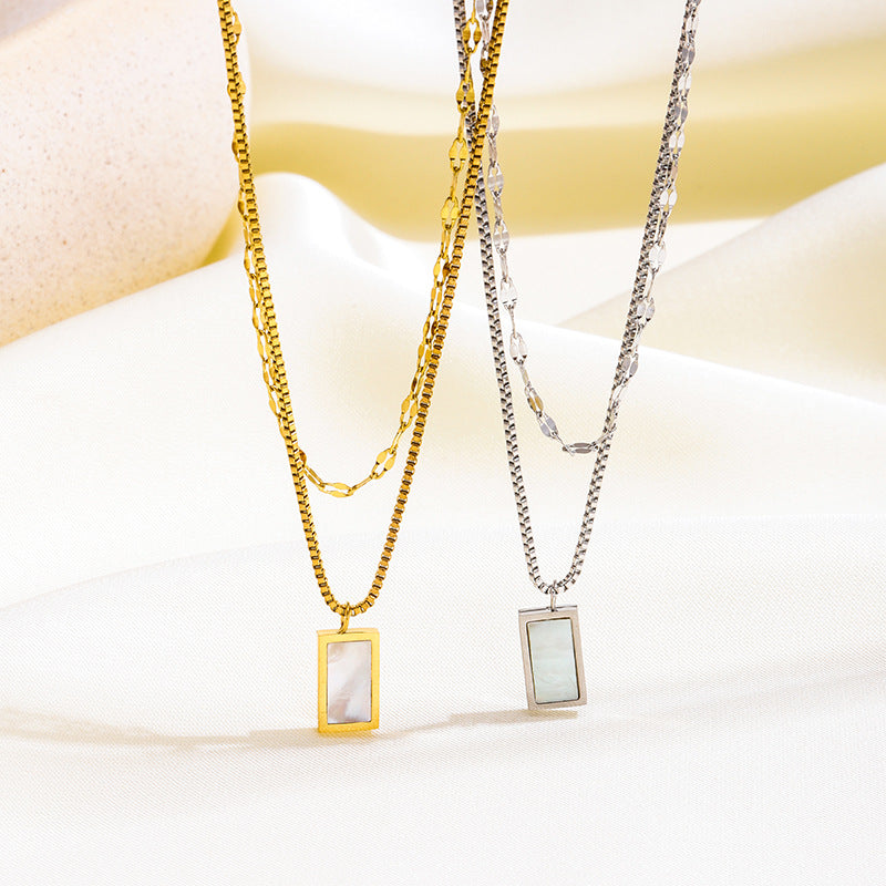 Steel Double Layer Light Luxury Minority Twin Clavicle Chain Female Necklace