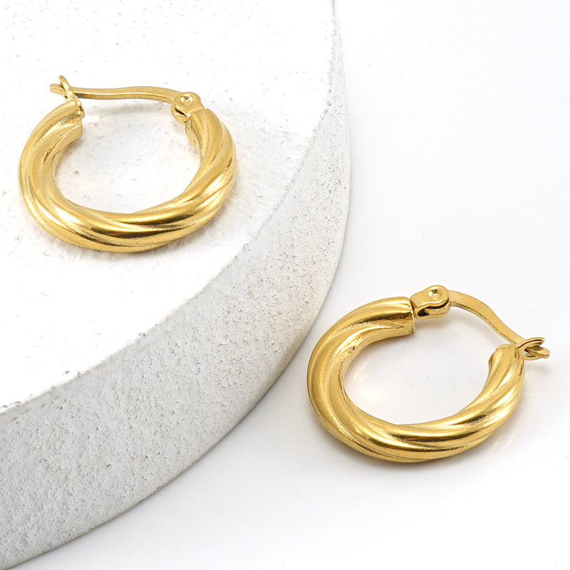 Women's Stainless Steel Twist Fashion Simple Titanium Earrings