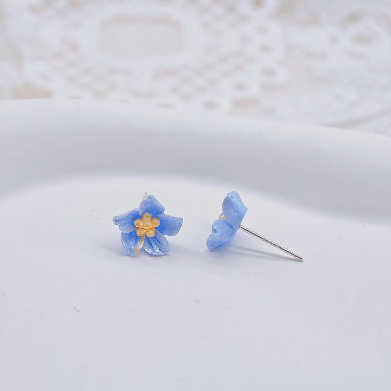 Women's Summer Blue Camellia For Trendy Korean Earrings