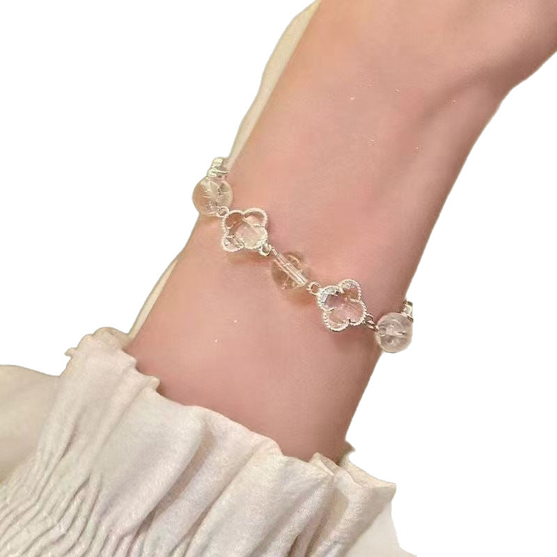 Cold Beaded Four-leaf Flower Style Niche Fashion Bracelet
