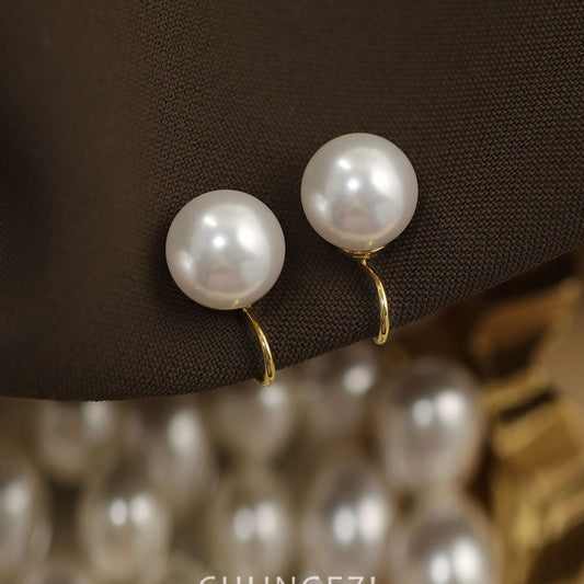 Women's Pearl Ear Clip Without Pierced High-grade Pseudo Retro Style Earrings