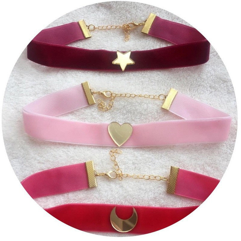 Trendy Beautiful Star Moon Love Veet Collar