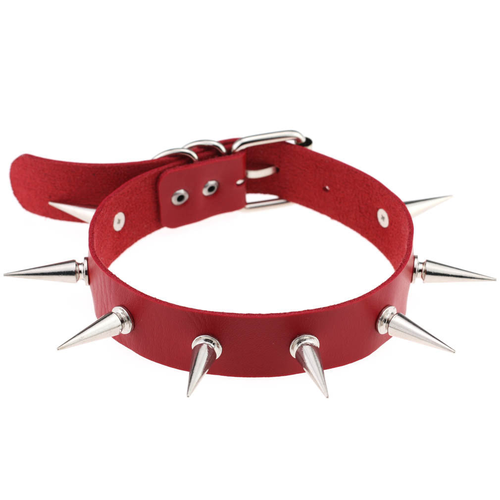 Nightclub Leather Creative Rivet Pointed Nail Collar