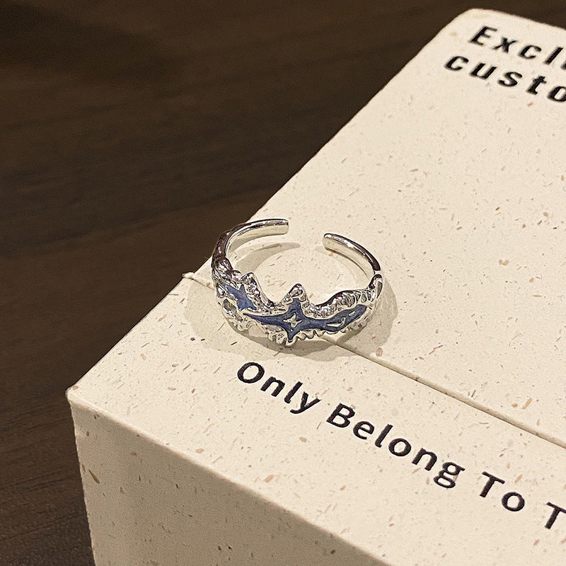 Women's & Men's Asterism Interwoven Cross Couple Printed Butterfly Niche Design Commuting Ring