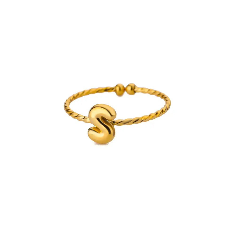Stainless Steel Gold-plated English Letters Glossy Rings