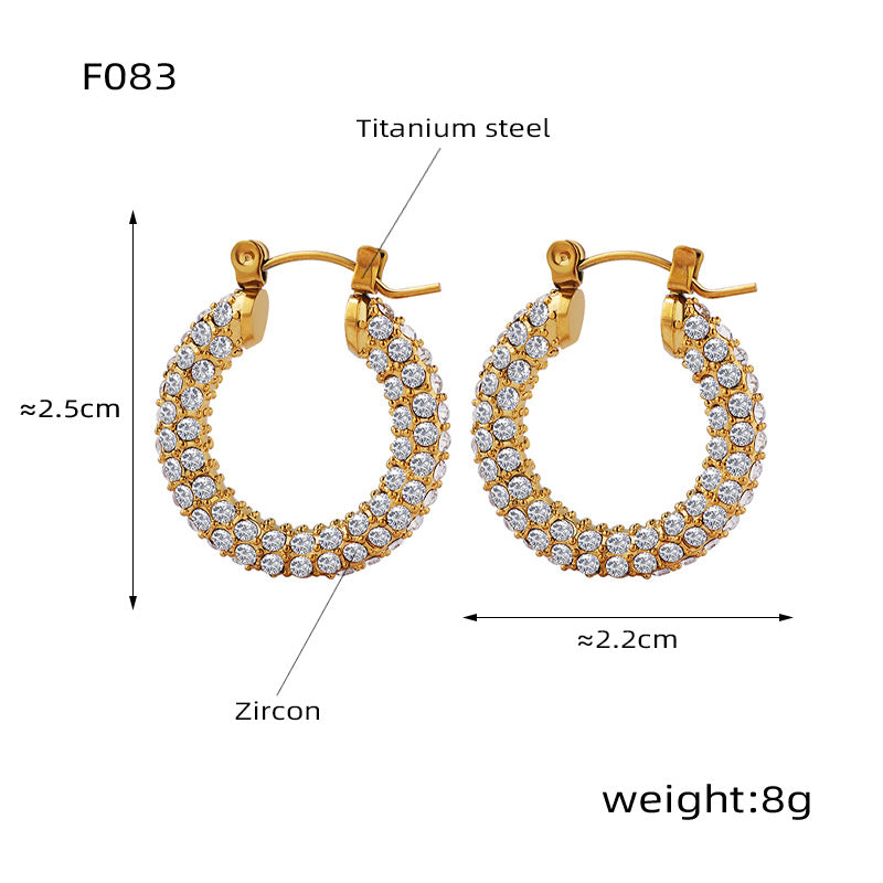 Fashion Simple Personality Geometric Inlaid Colorful Crystals Design Earrings