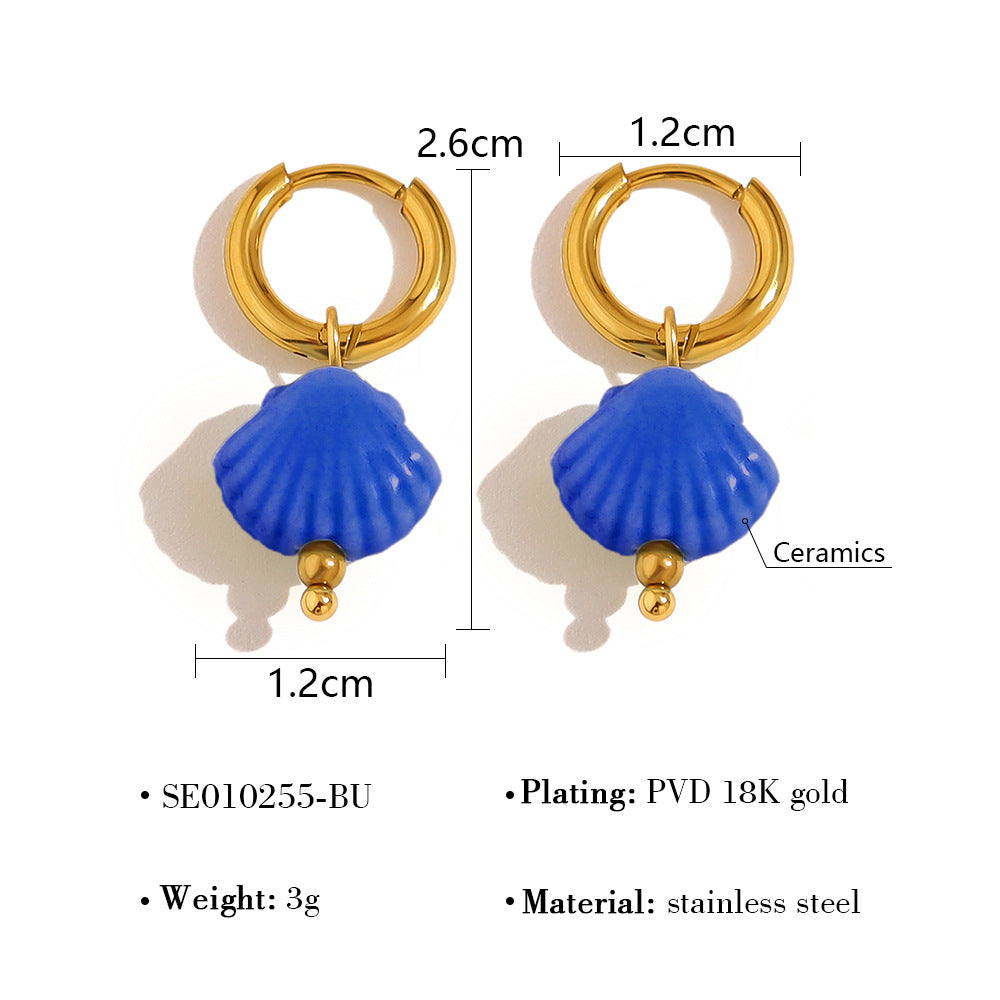 Marine Element Titanium Steel Female Gold Earrings