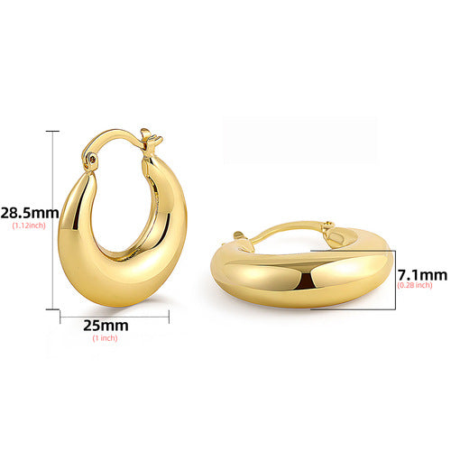 Steel Golden Smooth Hollow Simplicity Exaggeration Earrings