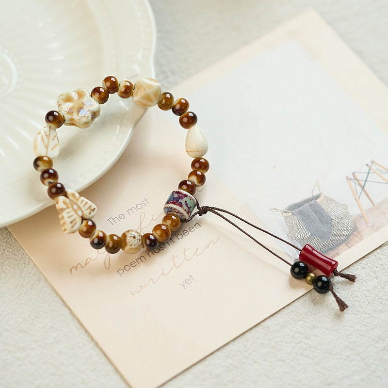 Female Summer Style Porcelain Rose Beads Bracelets