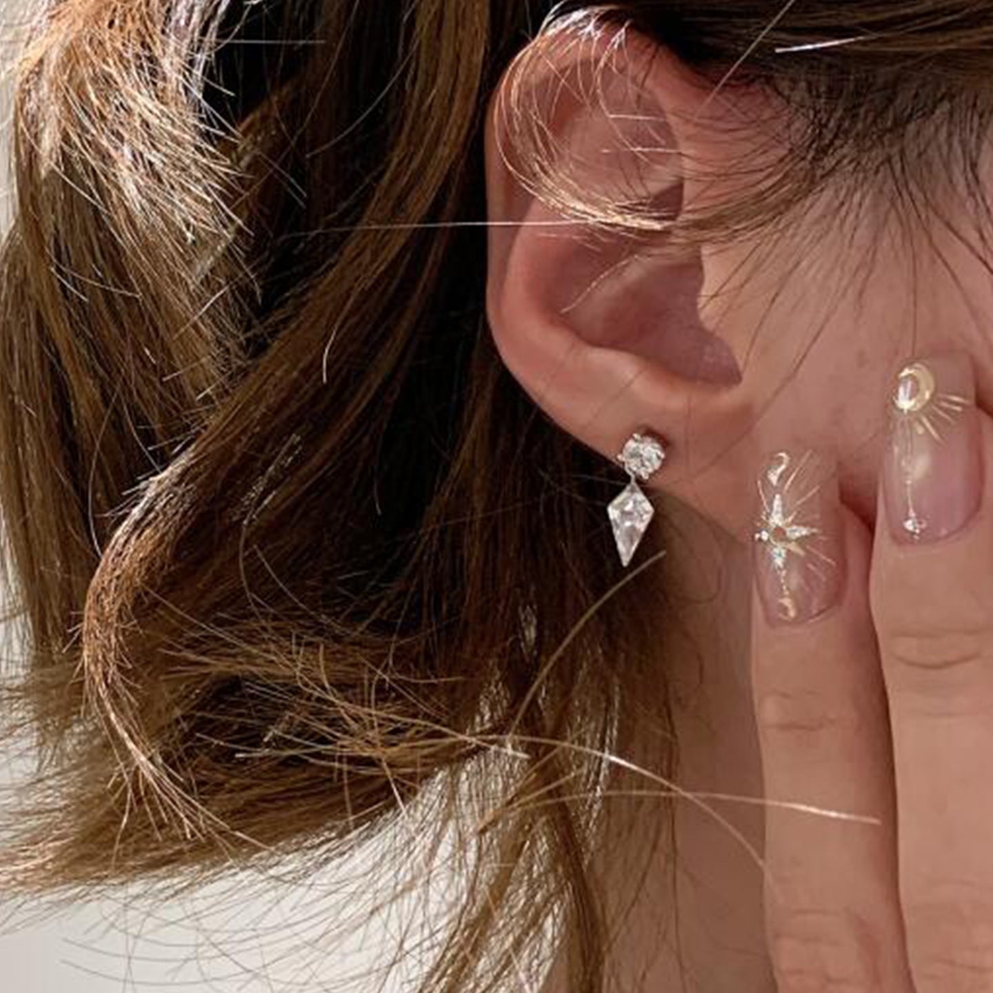 Women's Entry Lux Rhombus Zircon Eardrops Simple Earrings