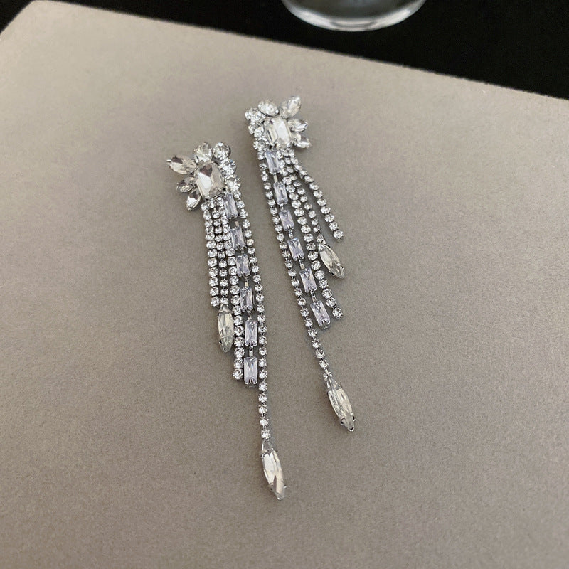 Women's Needle Zircon Long Elegant High Sense Delicate Earrings