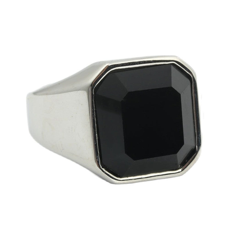 Men's Steel Gemstone Retro Trendy Personality Punk Rings