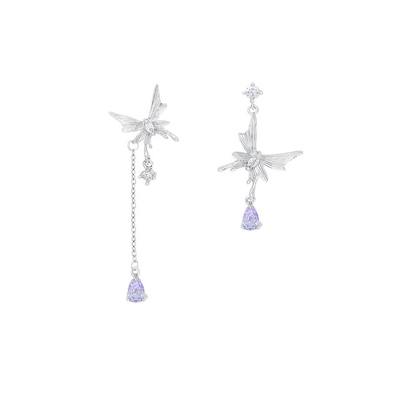 Women's Mori Elegant Asymmetry Butterfly For Light Luxury Minority Earrings