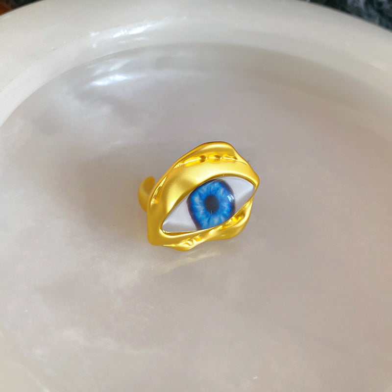 Women's Enamel Flower Open Golden Petal Design Rings