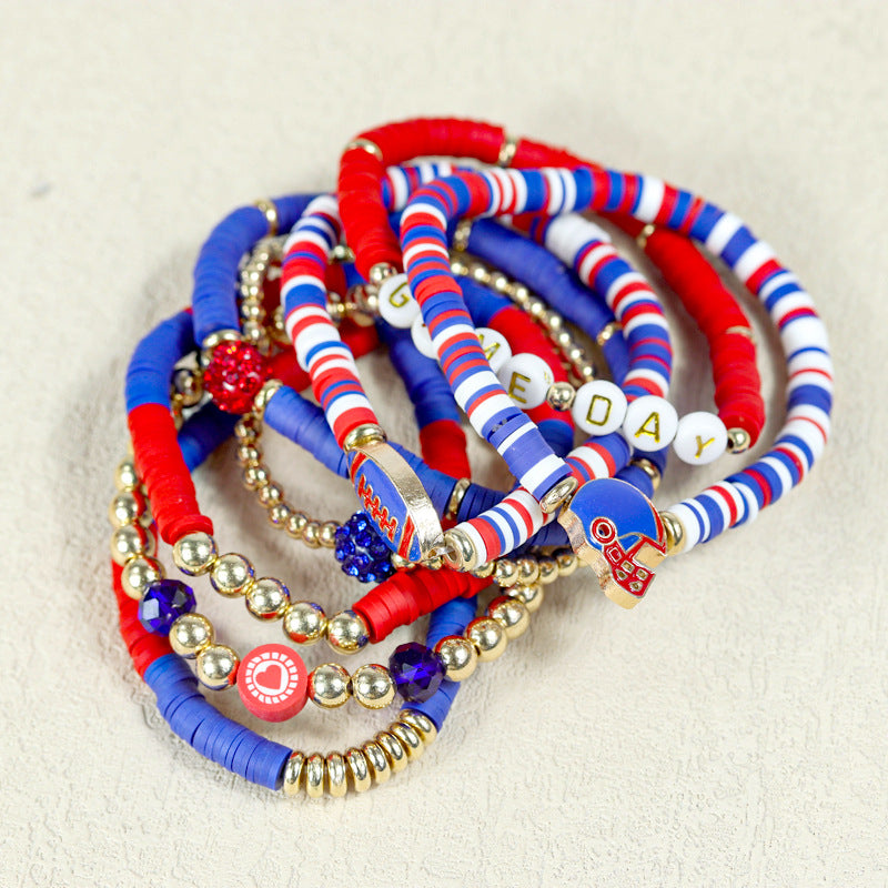 Rugby Golden Balls Twin Crystal Love Letter Bracelet
