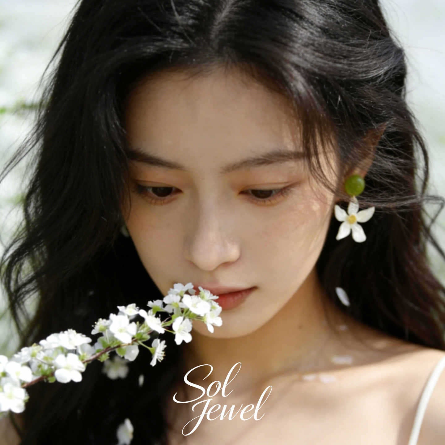 Women's White Summer Green Flower For Niche Rings
