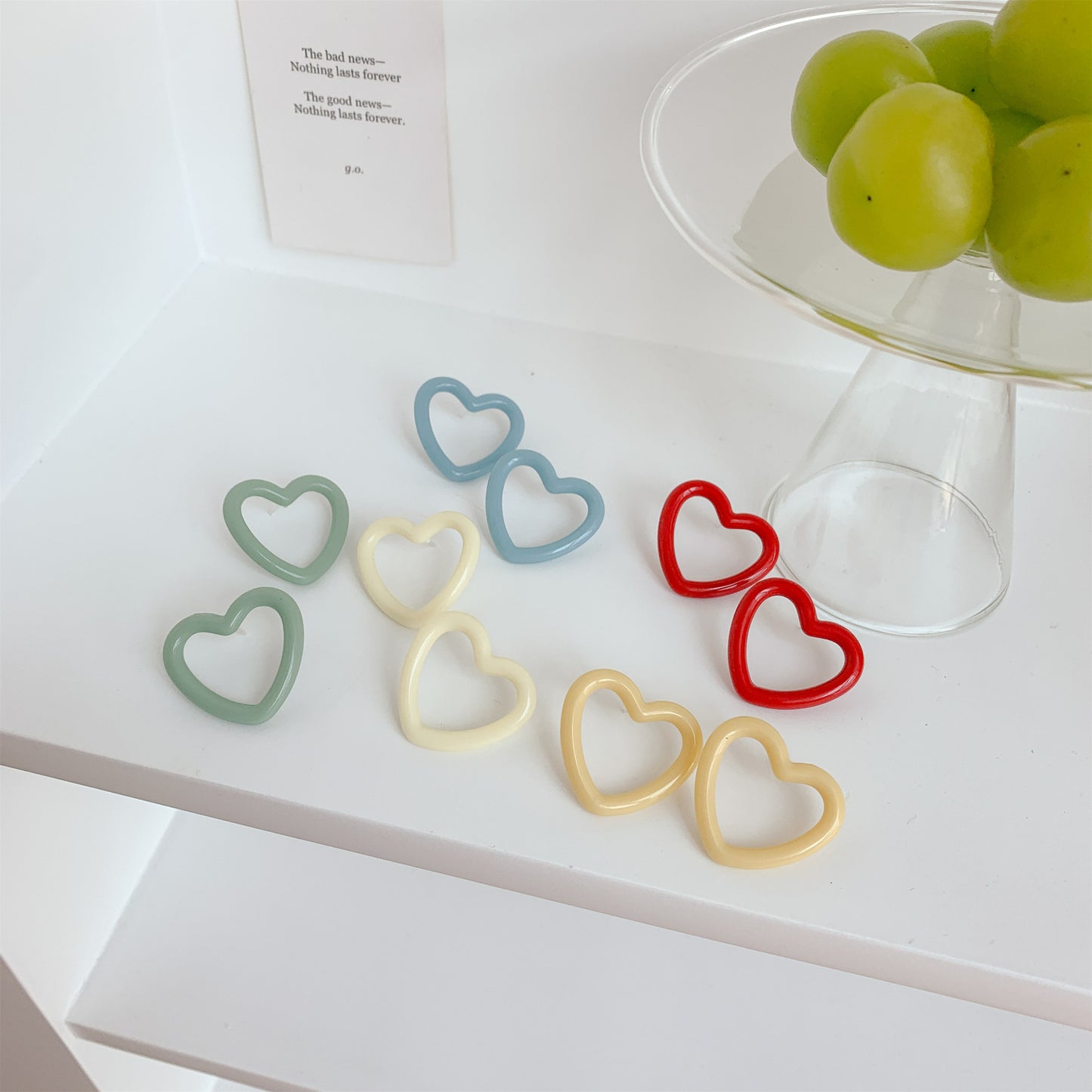 Love Heart Female Sweet Style Minimalist Design Earrings