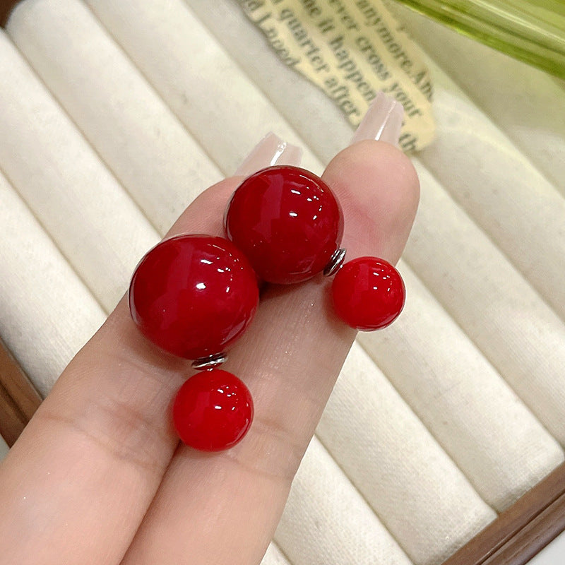 Bow Female Refined Wild Front Back Tassel Big Stud Earrings
