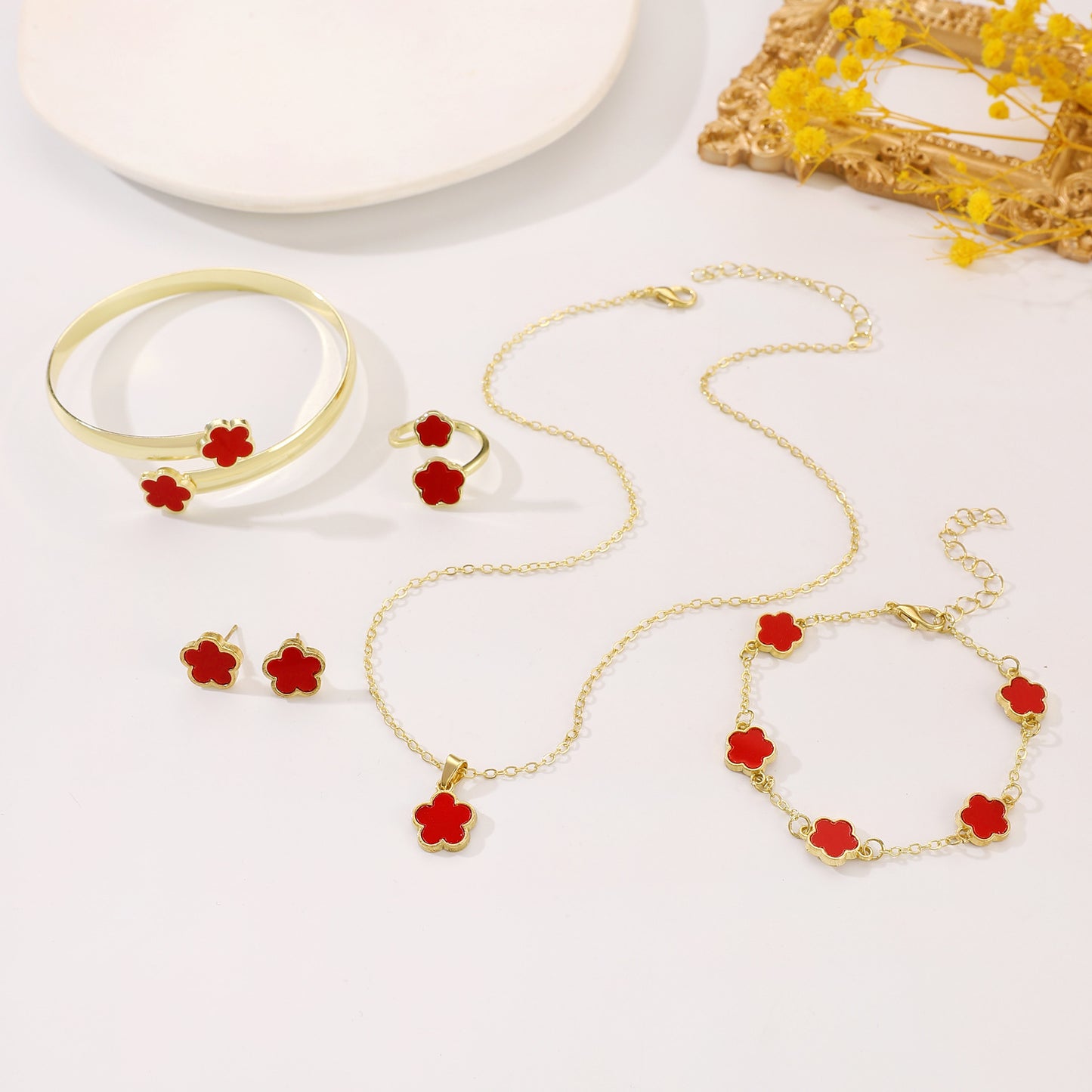 Lucky Flower Parthenocissus Grass Ear Female Jewelry Set