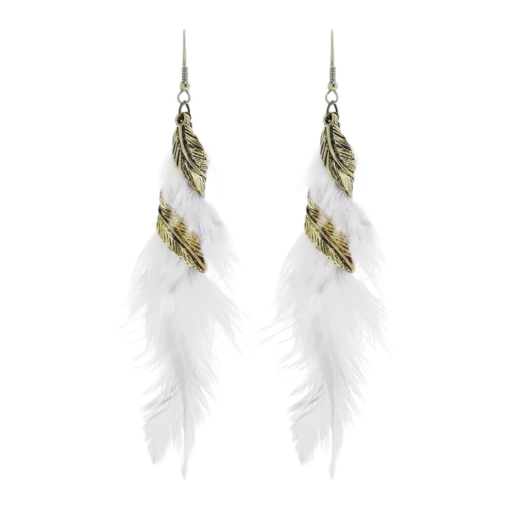 Ethnic Style Feather Elegance Retro Niche High Sense Earrings
