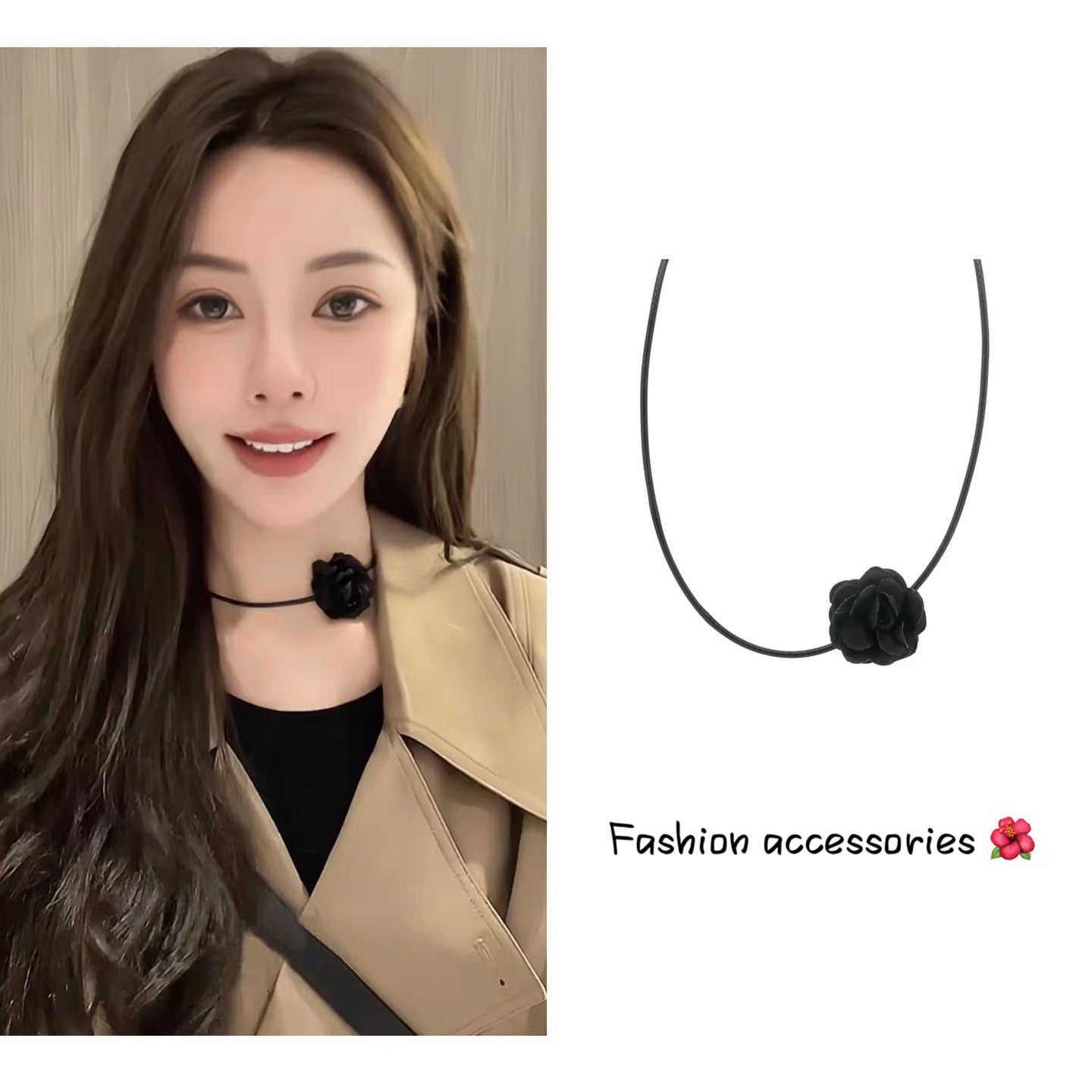 Women's Light Luxury Temperament Classic Style Fabric Flower Leather Collar