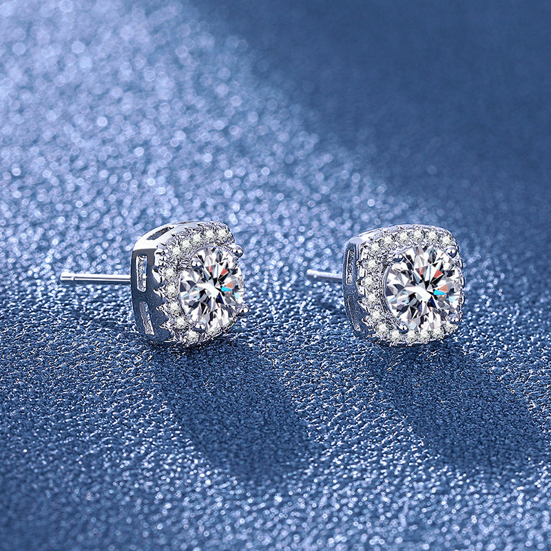 Women's Simulation Diamond Suit Female Plated Pure Stud Earrings