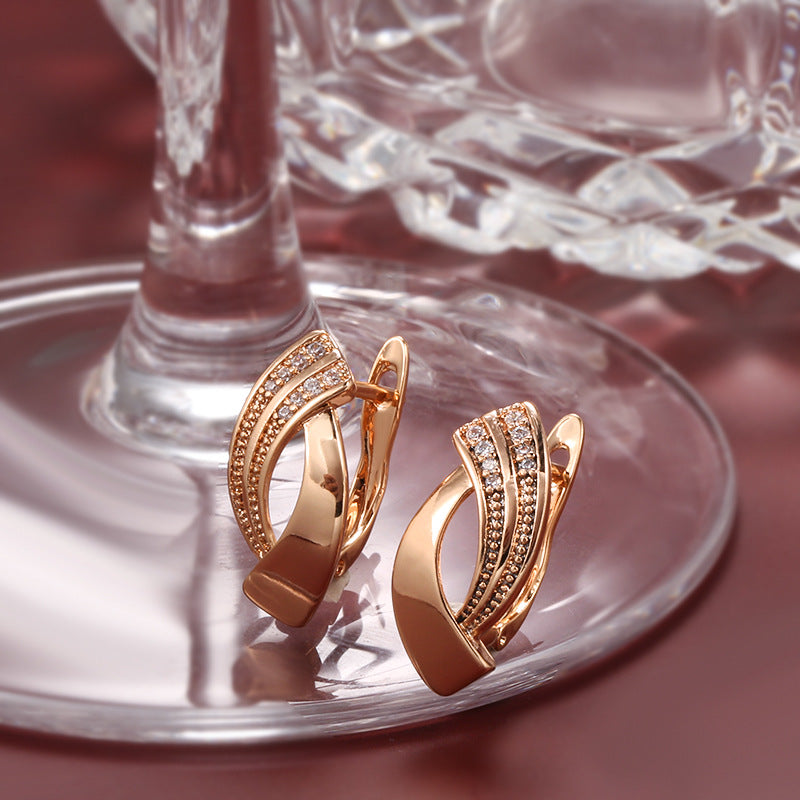 Elegant Zircon Female Rose Gold Geometric Rings