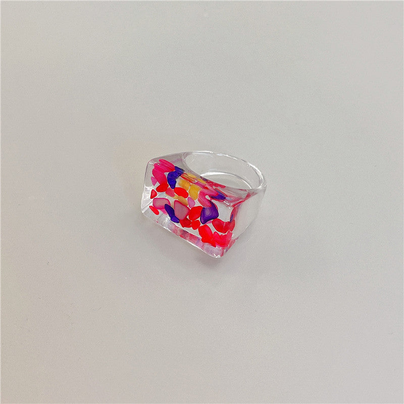 Candy Color Resin Acrylic Gemstone Transparent Rings