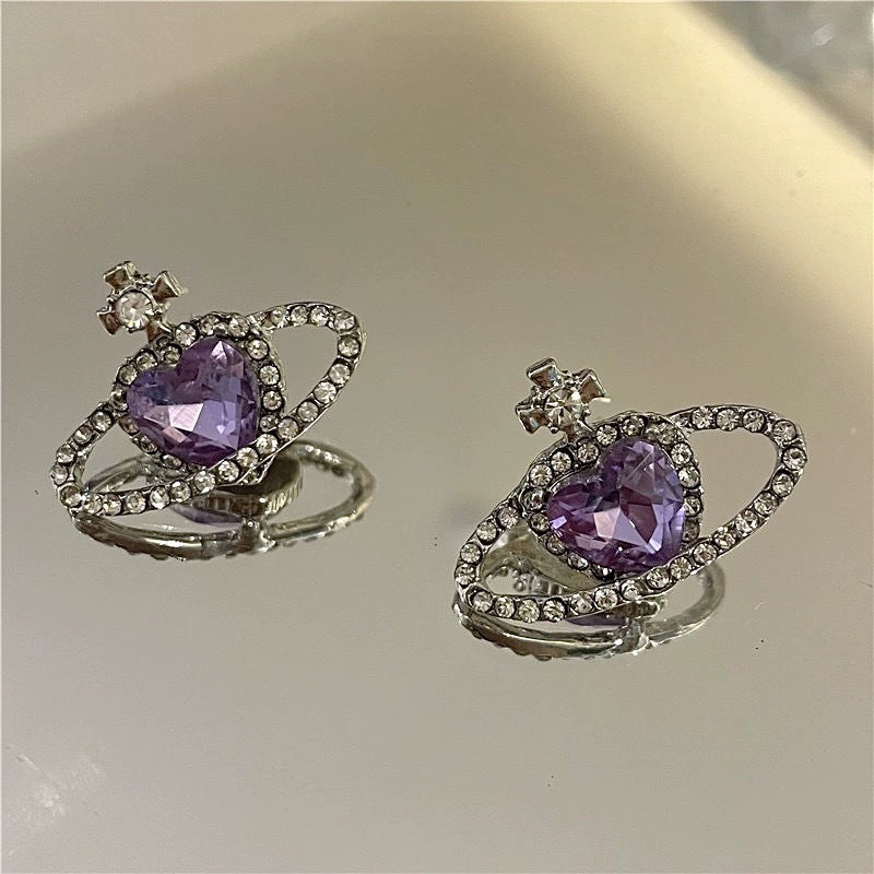 Saturn Romantic Universe Purple Love Planet Pearl Sweet Necklaces