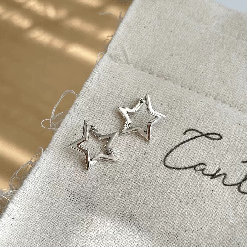 Simple Korean Style Five-pointed Star Ear Clip Female Design Personalized Stud Earrings