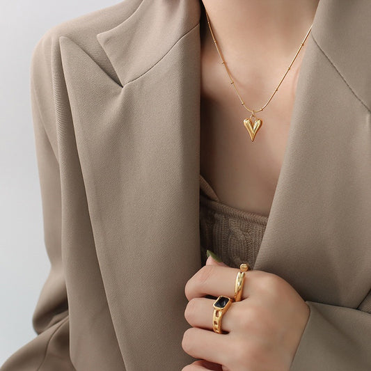 Long Titanium Steel Gold Plated Clavicle Necklaces