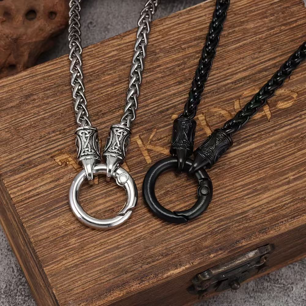 Women's & Men's Buckle Six Words Mantra Keel Chain Long Tang Grass Necklace