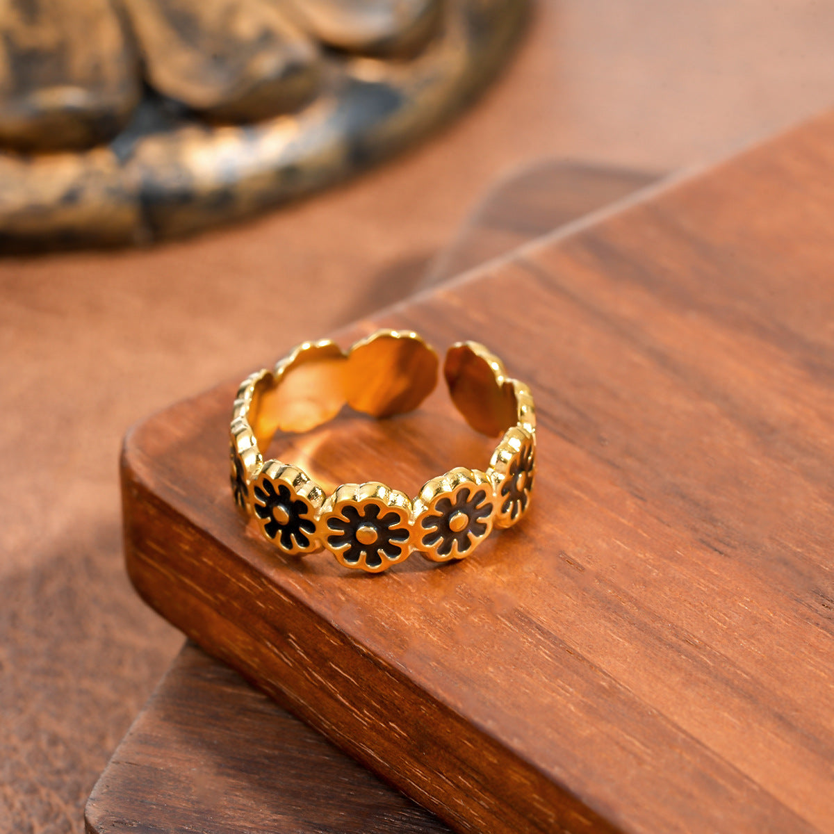 Little Daisy Drip Open Female Light Luxury Titanium No Fading Rings