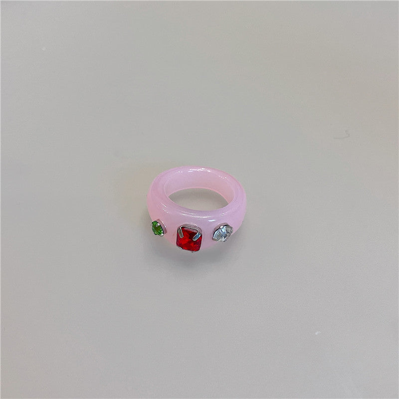 Candy Color Resin Acrylic Gemstone Transparent Rings