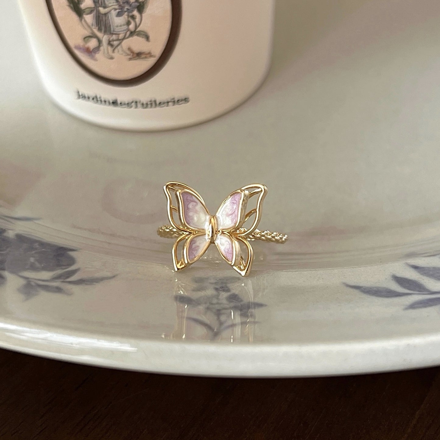 Glaze Enamel Butterfly Female Purple Special Interest Light Rings