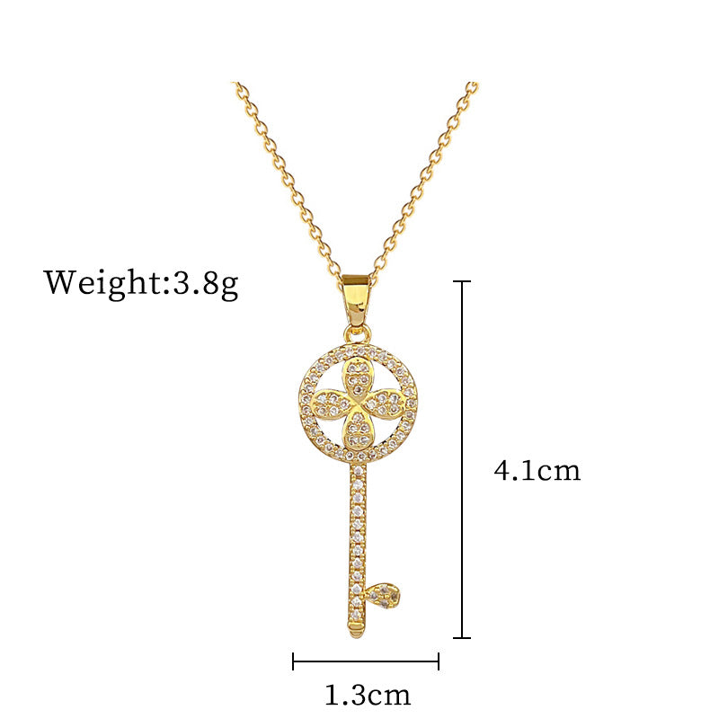 Steel Lucky Female Copper Micro Inlay Real Gold Plating Necklaces