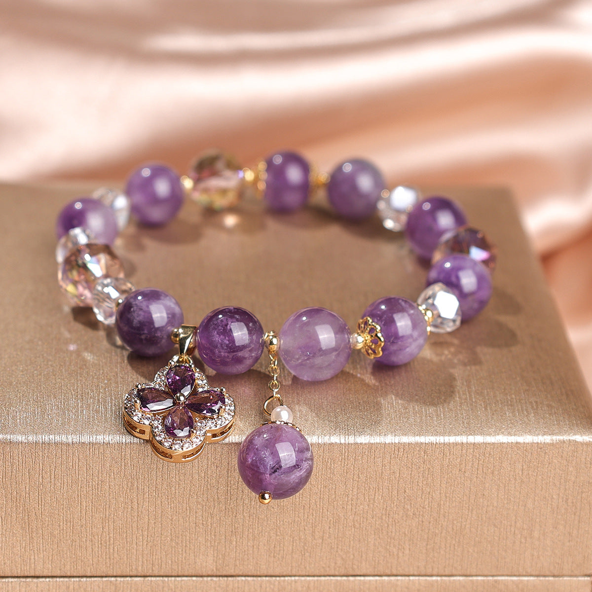 Women's Natural Amethyst Beaded For Mild Luxury Retro Bracelet