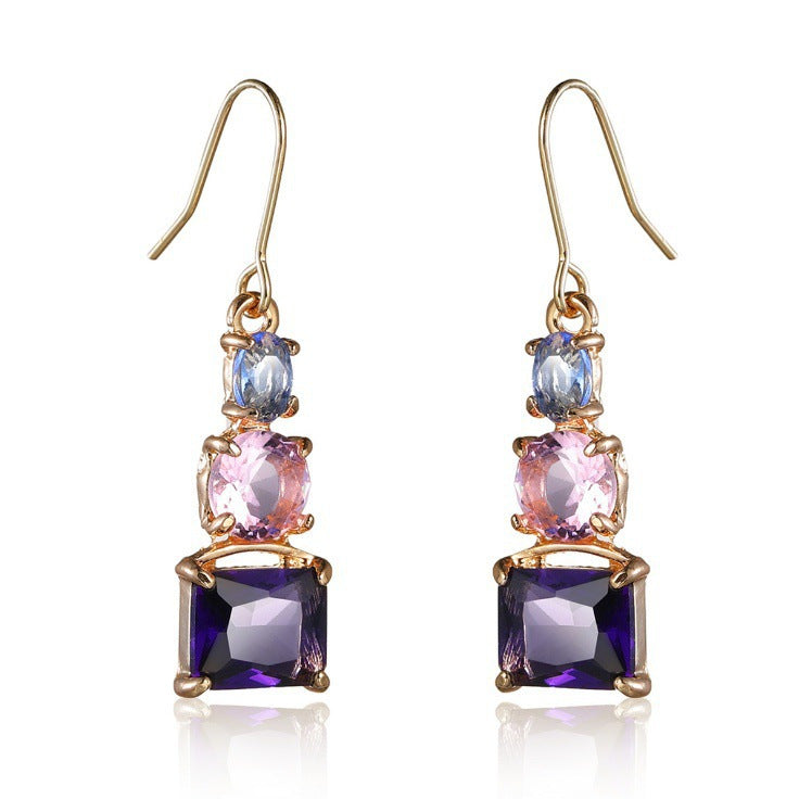 Fashion Korean Purple Quadrilateral Elegant High-grade Earrings