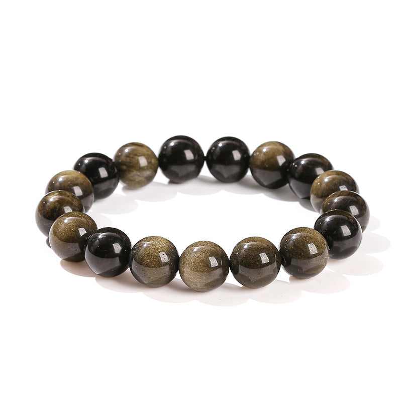 Women's & Men's Natural Eyes Obsidian Personalized Single Circle Bracelets